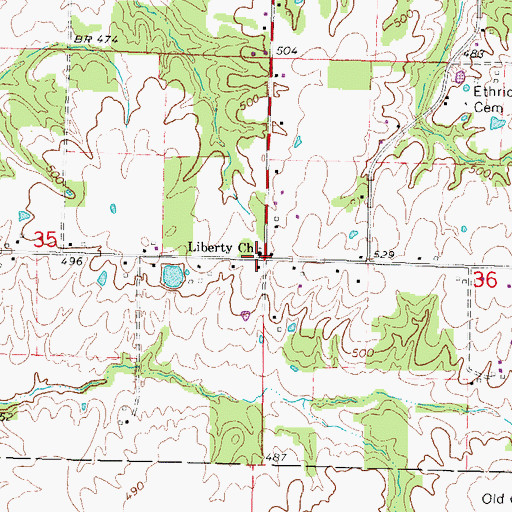 Topographic Map of Liberty Church, IL