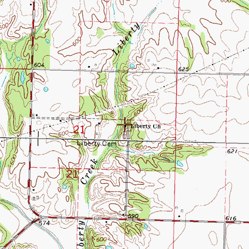 Topographic Map of Liberty Church, IL