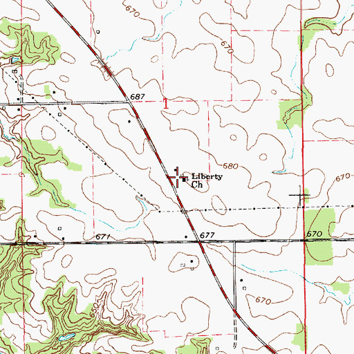 Topographic Map of Liberty Church, IL
