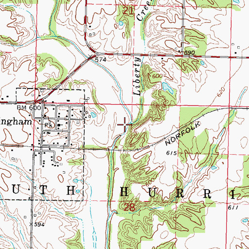Topographic Map of Liberty Creek, IL