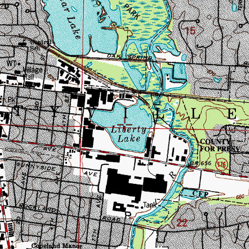 Topographic Map of Liberty Lake, IL