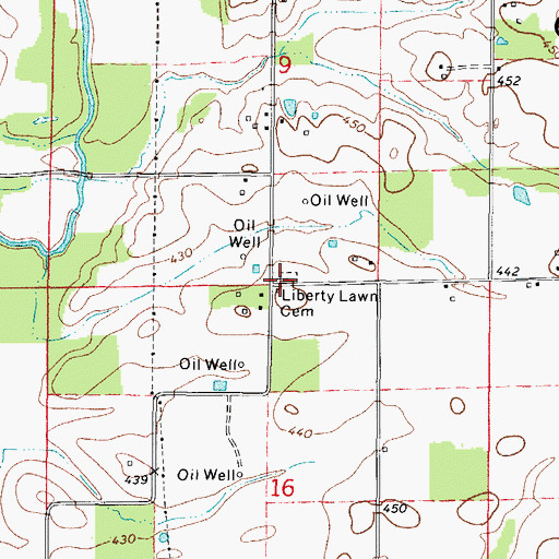 Topographic Map of Liberty Lawn Cemetery, IL