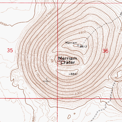 Topographic Map of Merriam Crater, AZ