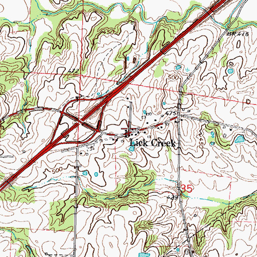 Topographic Map of Lick Creek, IL