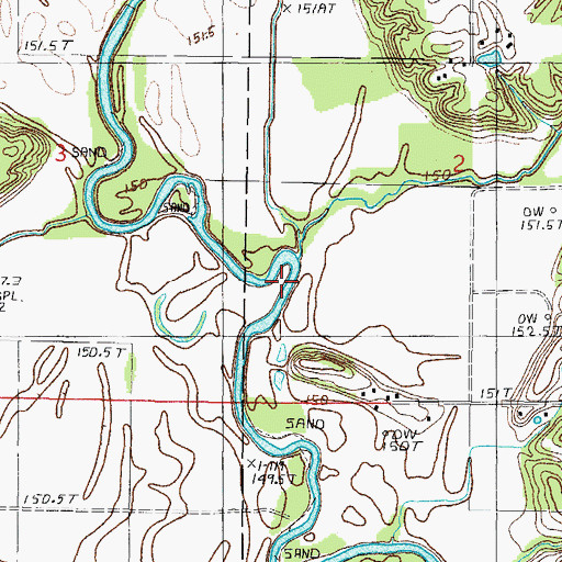 Topographic Map of Lick Creek, IL