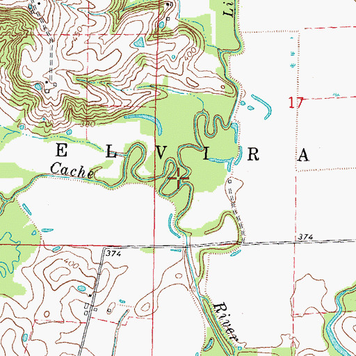 Topographic Map of Lick Creek, IL