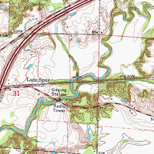 Topographic Map of Lick Creek, IL