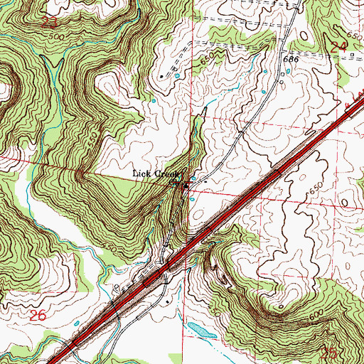 Topographic Map of Lick Creek Church, IL