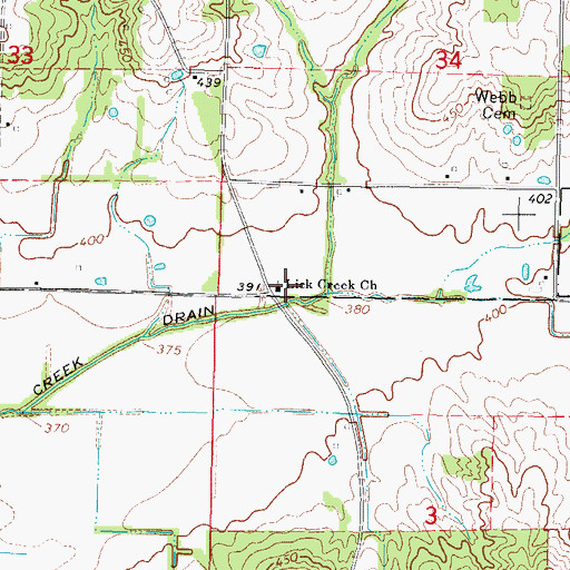 Topographic Map of Lick Creek Church, IL