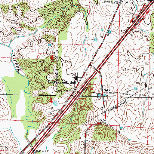 Topographic Map of Lick Creek Elementary School, IL