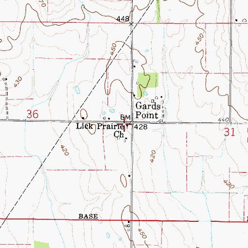 Topographic Map of Lick Prairie Christian Church, IL