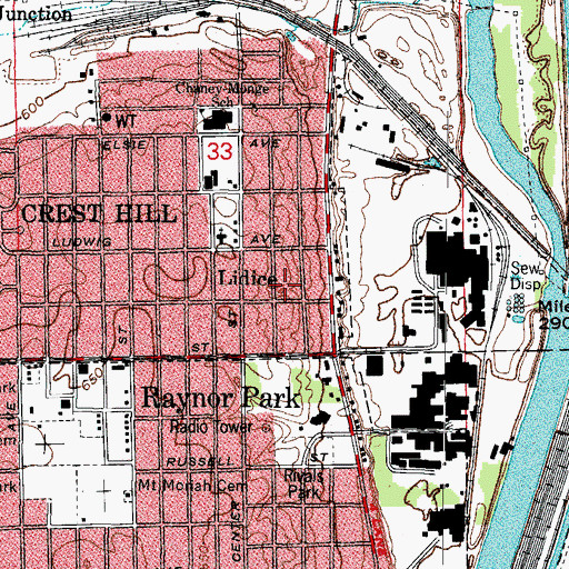 Topographic Map of Lidice, IL