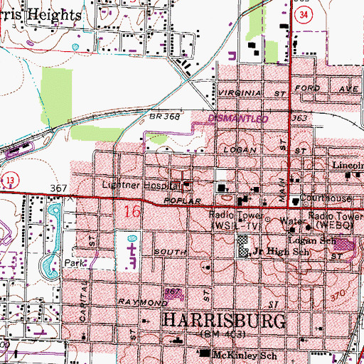 Topographic Map of Lightner Hospital, IL