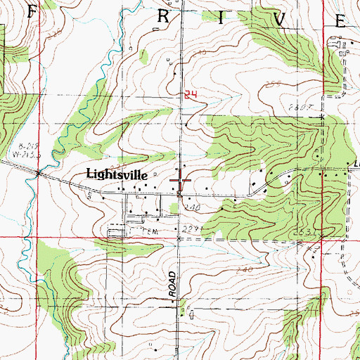 Topographic Map of Lightsville, IL