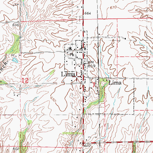Topographic Map of Lima, IL