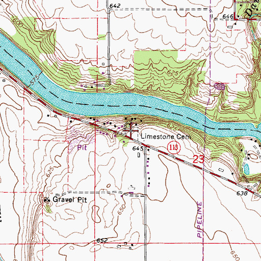 Topographic Map of Limestone Cemetery, IL