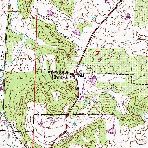 Topographic Map of Limestone Church, IL