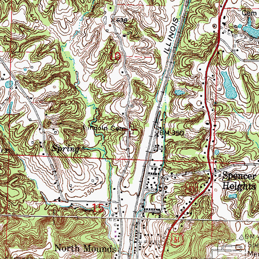 Topographic Map of Lincoln Cemetery, IL