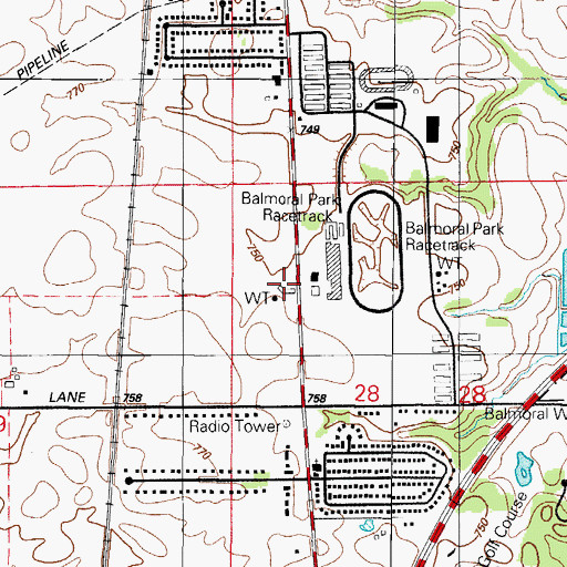 Topographic Map of Lincoln Fields Station, IL