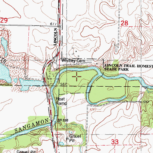 Topographic Map of Lincoln Trail Homestead State Park, IL