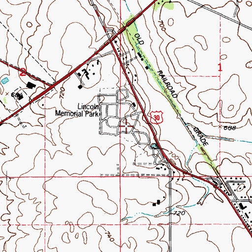 Topographic Map of Lincoln Memorial Park, IL