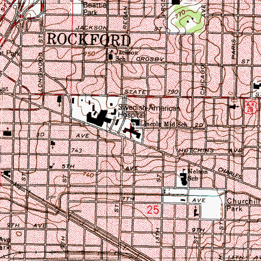 Topographic Map of Abraham Lincoln Middle School, IL