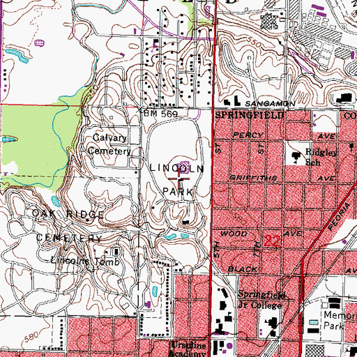 Topographic Map of Lincoln Park, IL