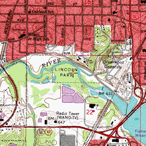 Topographic Map of Lincoln Park, IL