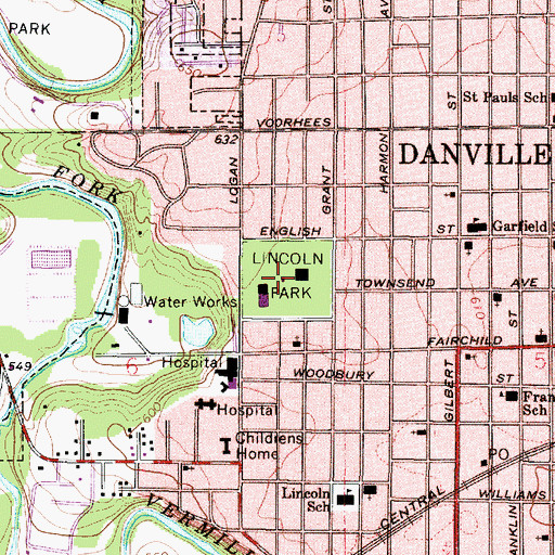 Topographic Map of Lincoln Park, IL