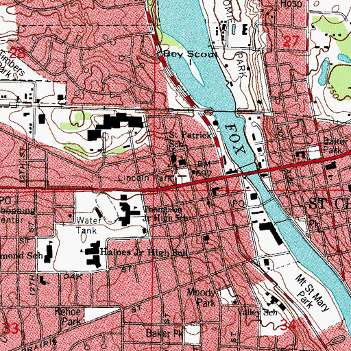 Topographic Map of Lincoln Park, IL