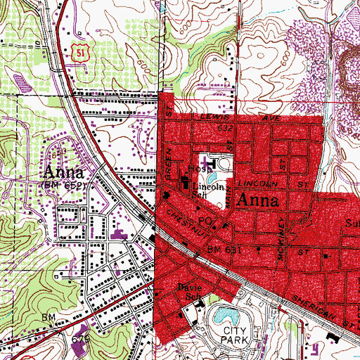 Topographic Map of Lincoln Elementary School, IL