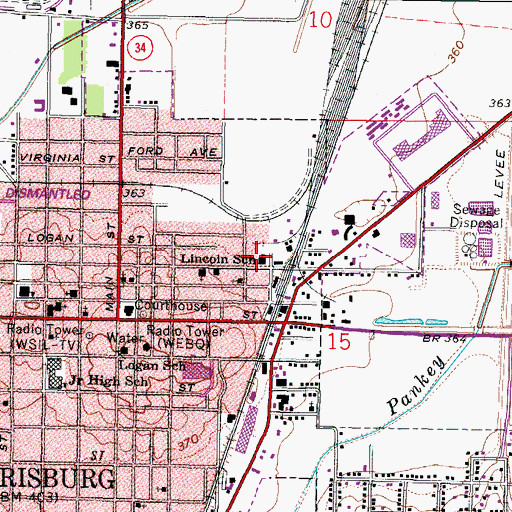 Topographic Map of Lincoln School, IL