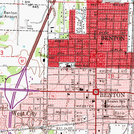 Topographic Map of Lincoln School, IL