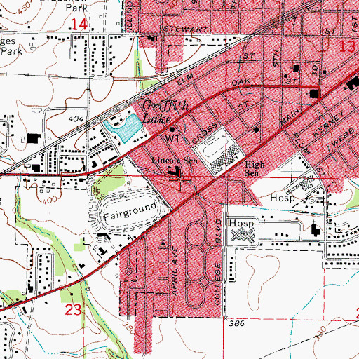 Topographic Map of Lincoln Elementary School, IL