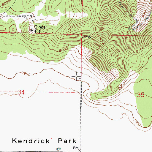 Topographic Map of Kendrick Park Forest Service Station, AZ