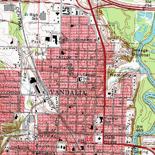 Topographic Map of Lincoln Elementary School, IL