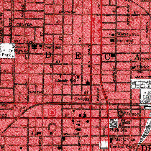 Topographic Map of Lincoln School, IL