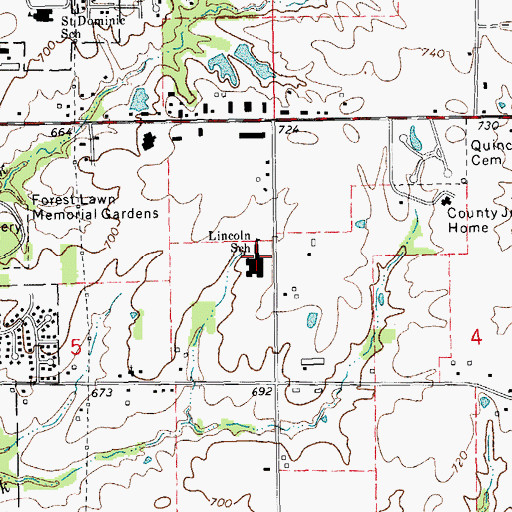 Topographic Map of Lincoln School (historical), IL