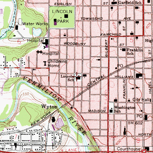 Topographic Map of Lincoln School, IL