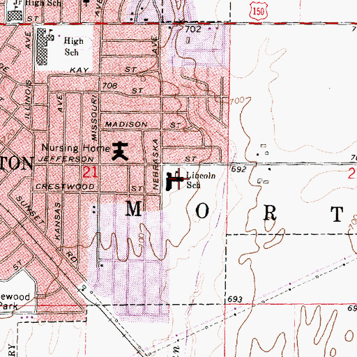 Topographic Map of Lincoln Elementary School, IL
