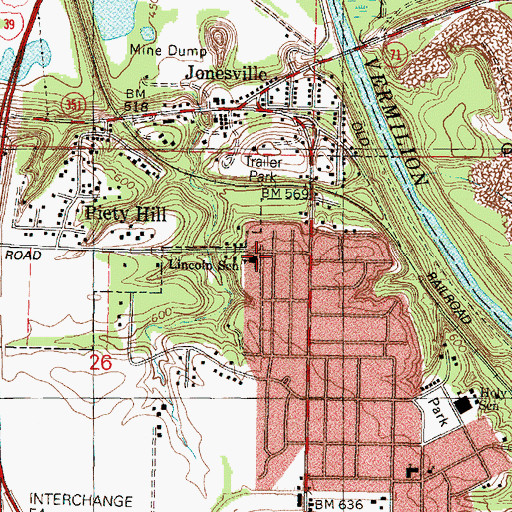Topographic Map of Lincoln Elementary School, IL
