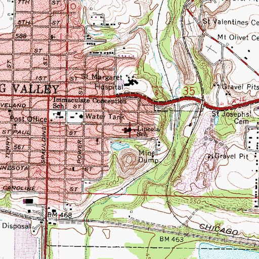 Topographic Map of Lincoln Elementary School, IL