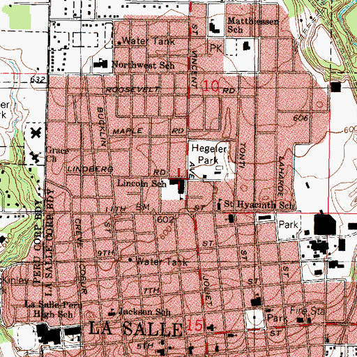 Topographic Map of Lincoln Junior High School, IL
