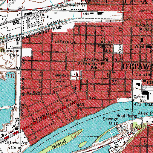 Topographic Map of Lincoln Elementary School, IL