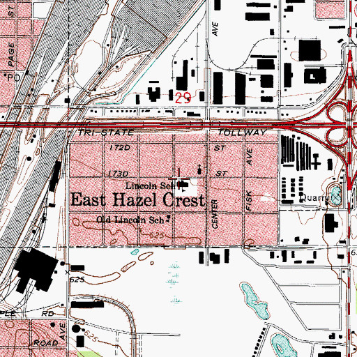 Topographic Map of Lincoln School, IL