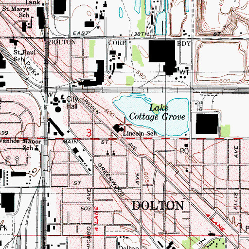 Topographic Map of Lincoln Junior High School, IL