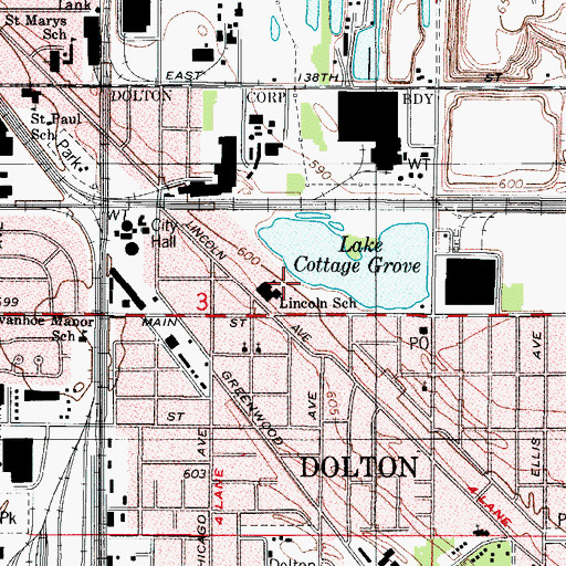 Topographic Map of Lincoln Junior High School, IL