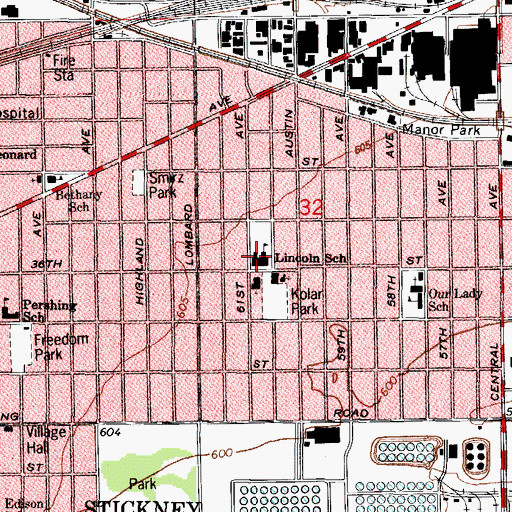 Topographic Map of Abe Lincoln Elementary School, IL
