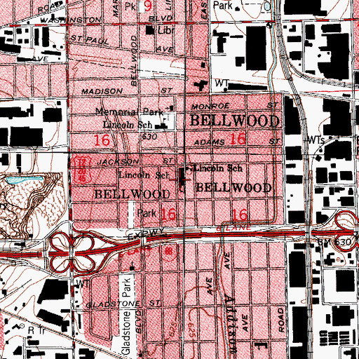 Topographic Map of Lincoln School, IL