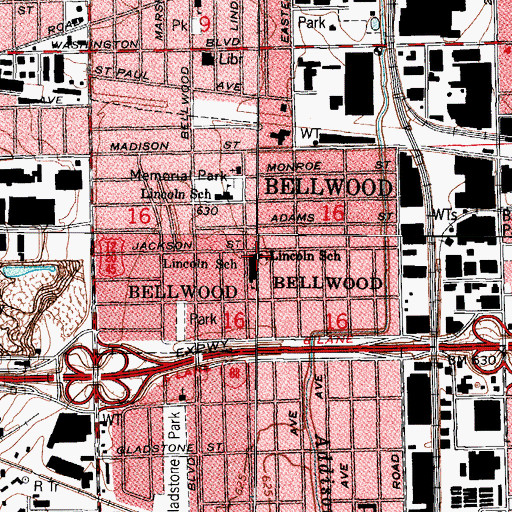 Topographic Map of Lincoln School, IL